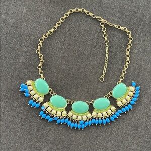Elegant Gold and Blue Statement Necklace